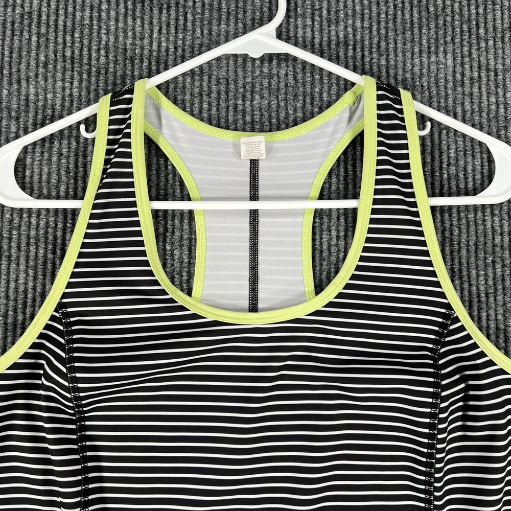 FILA Womens Shirt Tank Top Medium Black Striped Activewear Lightweight Gym Lift